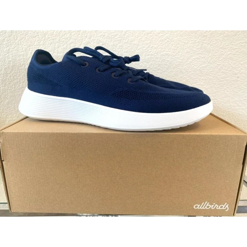 Allbirds Tree Runner Go Running Shoes Mens 13.5 Navy Blue White Retail Box
